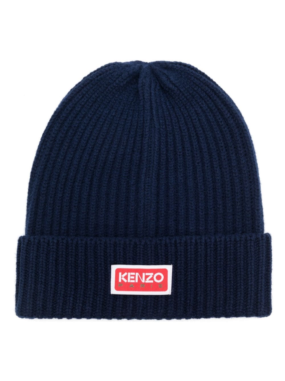 Kenzo logo-patch knitted beanie - Blue von Kenzo