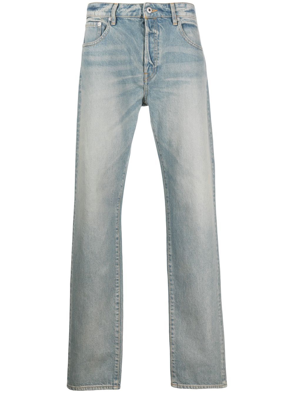 Kenzo logo-patch straight-leg trousers - Blue von Kenzo