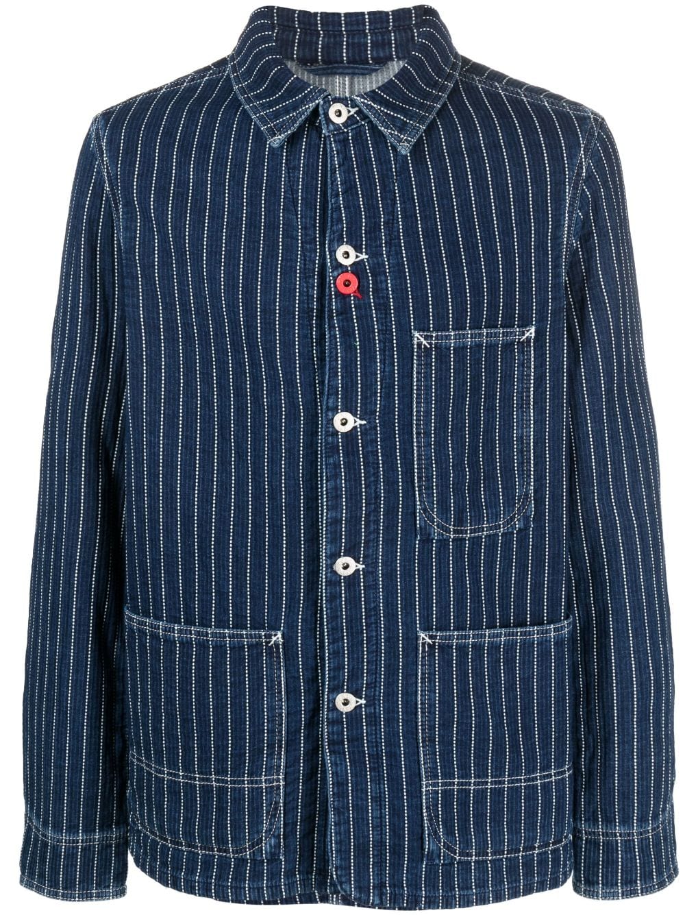 Kenzo logo-patch striped jacket - Blue von Kenzo