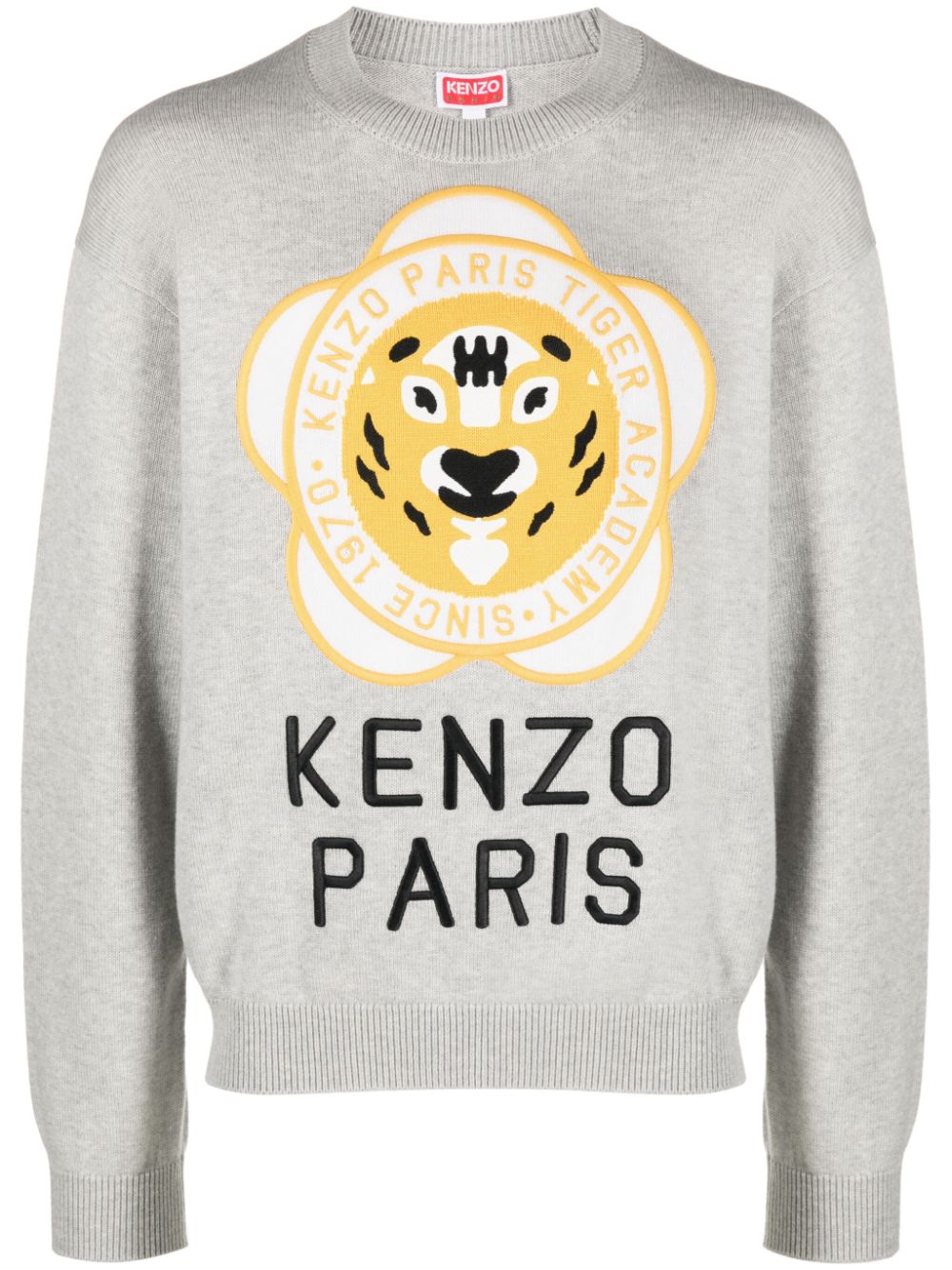 Kenzo logo-patch wool-cotton sweatshirt - Grey von Kenzo