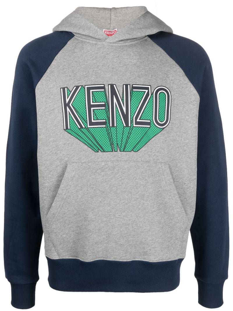Kenzo logo-print cotton jersey hoodie - Blue von Kenzo
