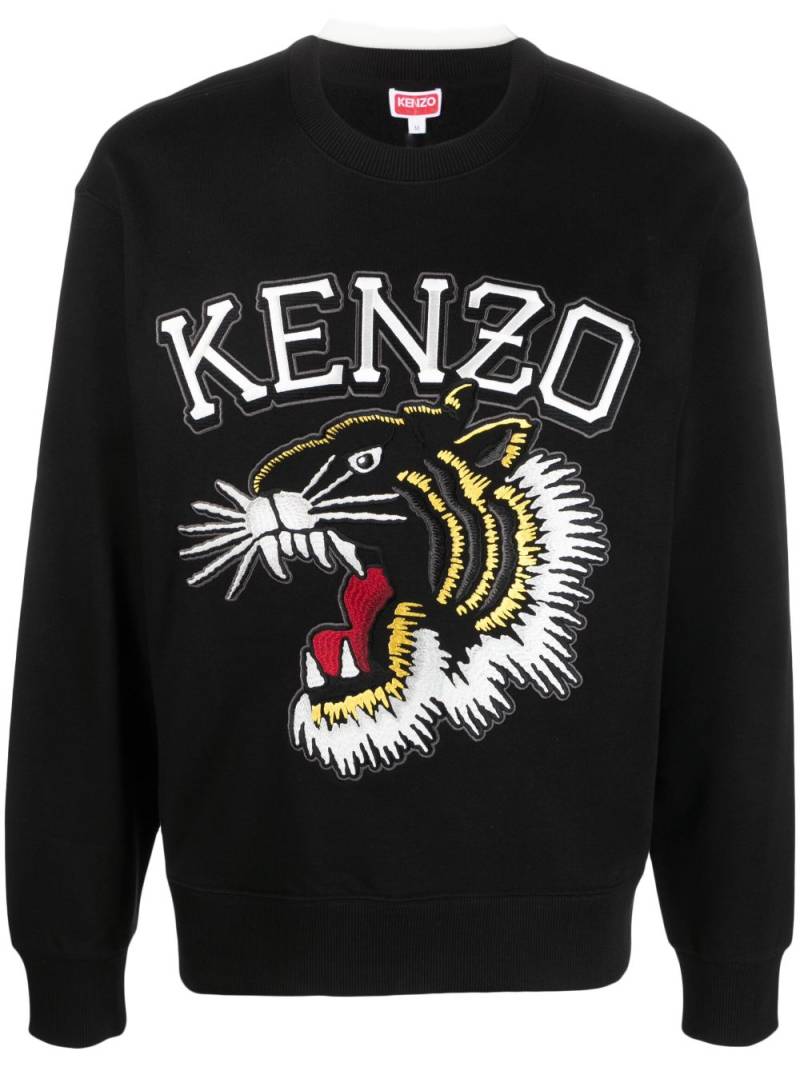 Kenzo Varsity Jungle logo-embroidered cotton sweatshirt - Black von Kenzo