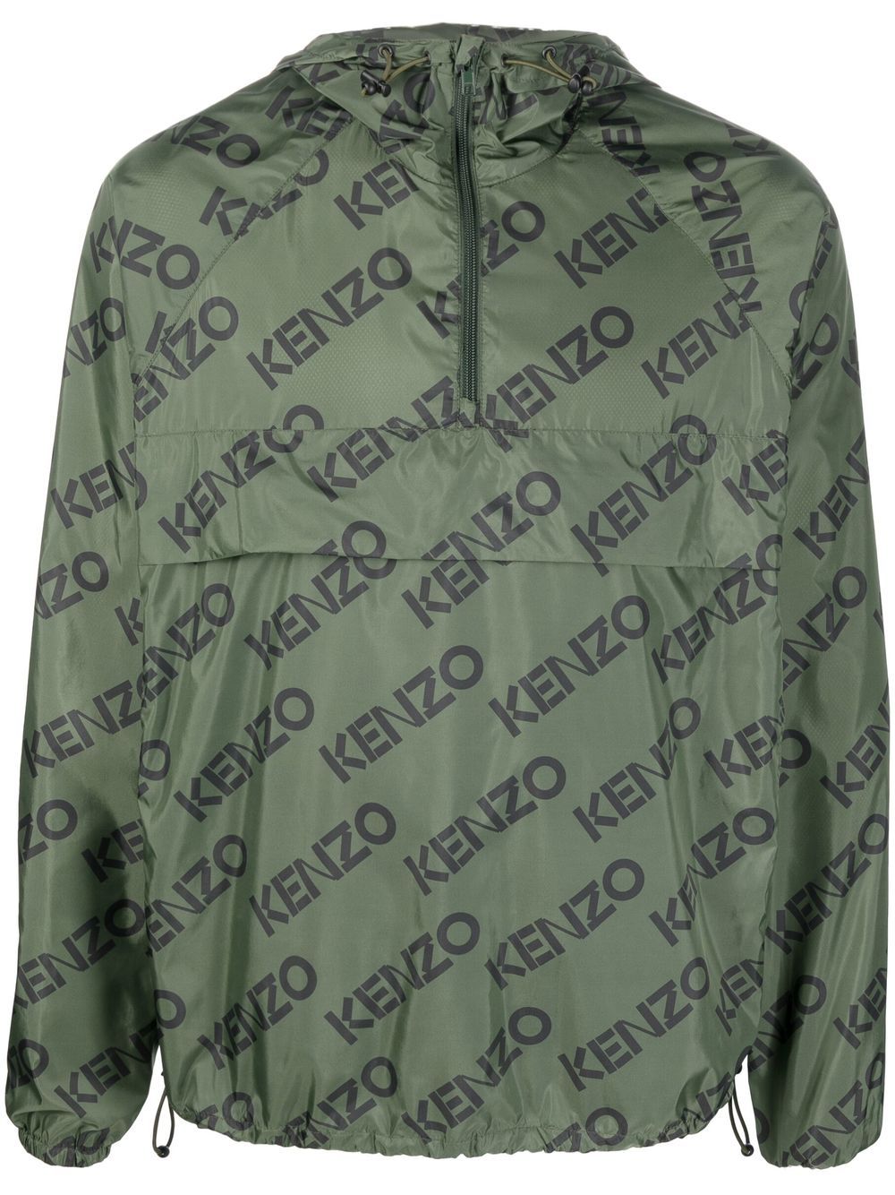 Kenzo logo-print hooded jacket - Green von Kenzo