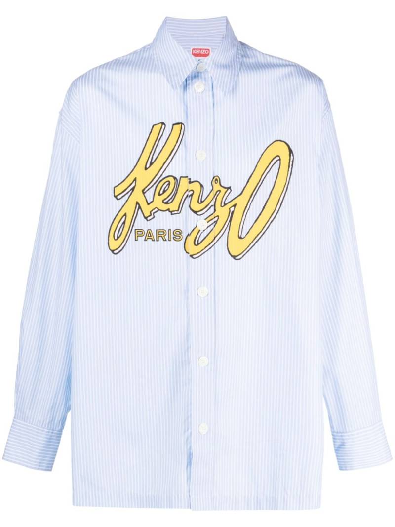 Kenzo logo-print striped cotton shirt - Blue von Kenzo