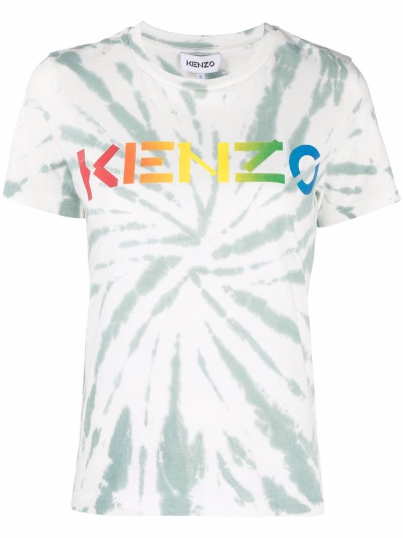 Kenzo logo-print tie-dye T-shirt - Green von Kenzo