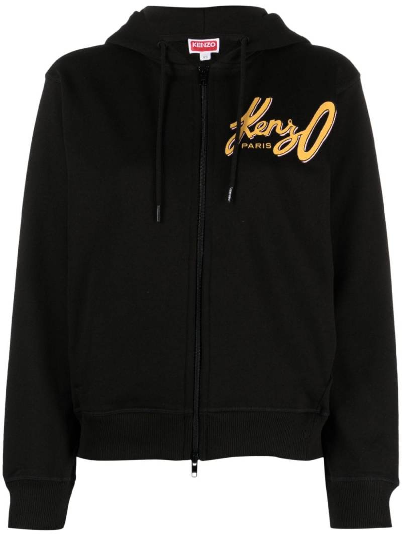 Kenzo logo-print zip-up hoodie - Black von Kenzo