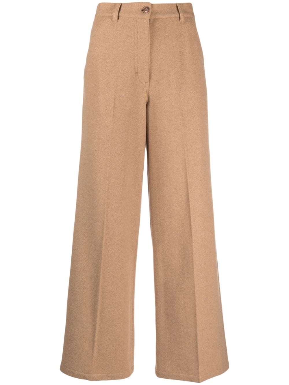 Kenzo logo-tag felted wide-leg trousers - Brown von Kenzo