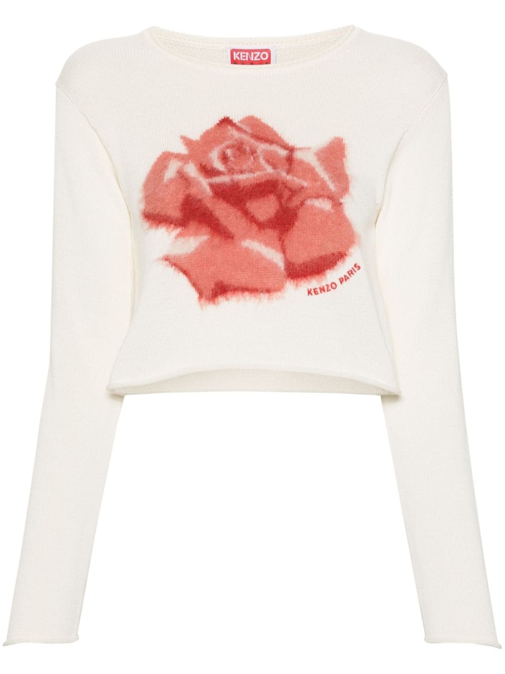 Kenzo rose-intarsia cropped jumper - Neutrals von Kenzo