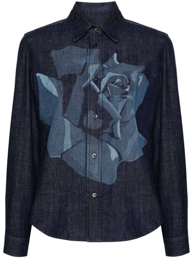 Kenzo rose-print denim shirt - Blue von Kenzo