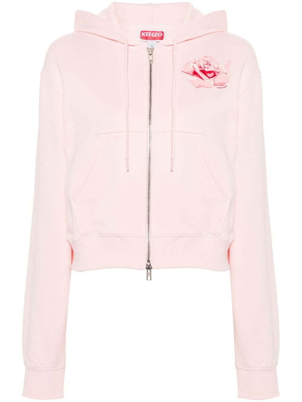 Kenzo rose-print zipped hoodie - Pink von Kenzo