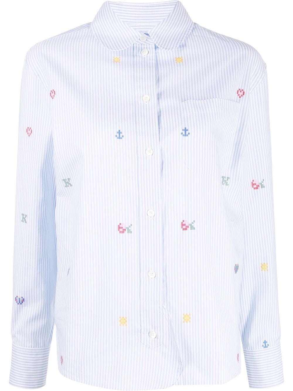 Kenzo Pixel-print striped shirt - Blue von Kenzo