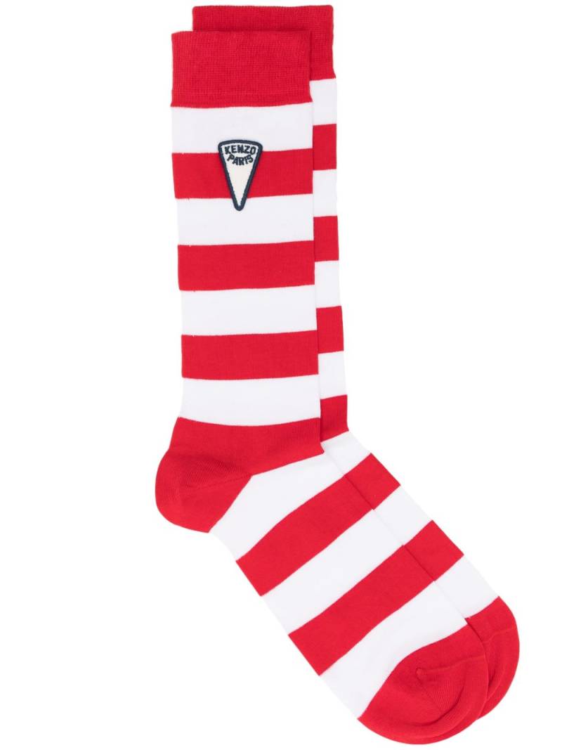 Kenzo striped logo-patch socks - Red von Kenzo