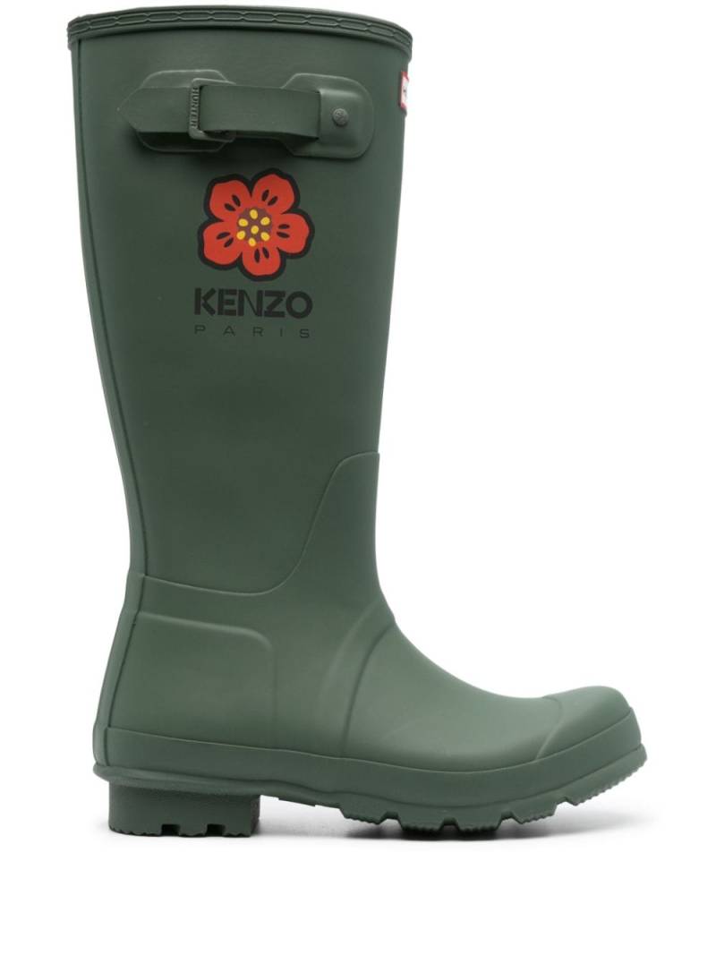 Kenzo x Hunter Boke Flower-print wellington boots - Green von Kenzo