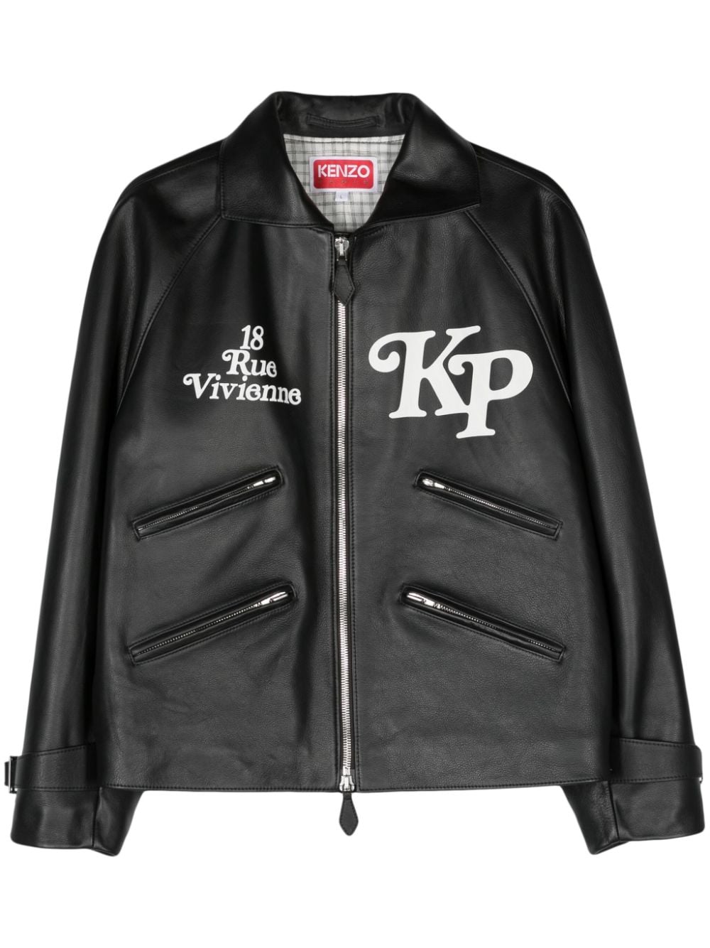 Kenzo x Verdy logo-print leather jacket - Black von Kenzo