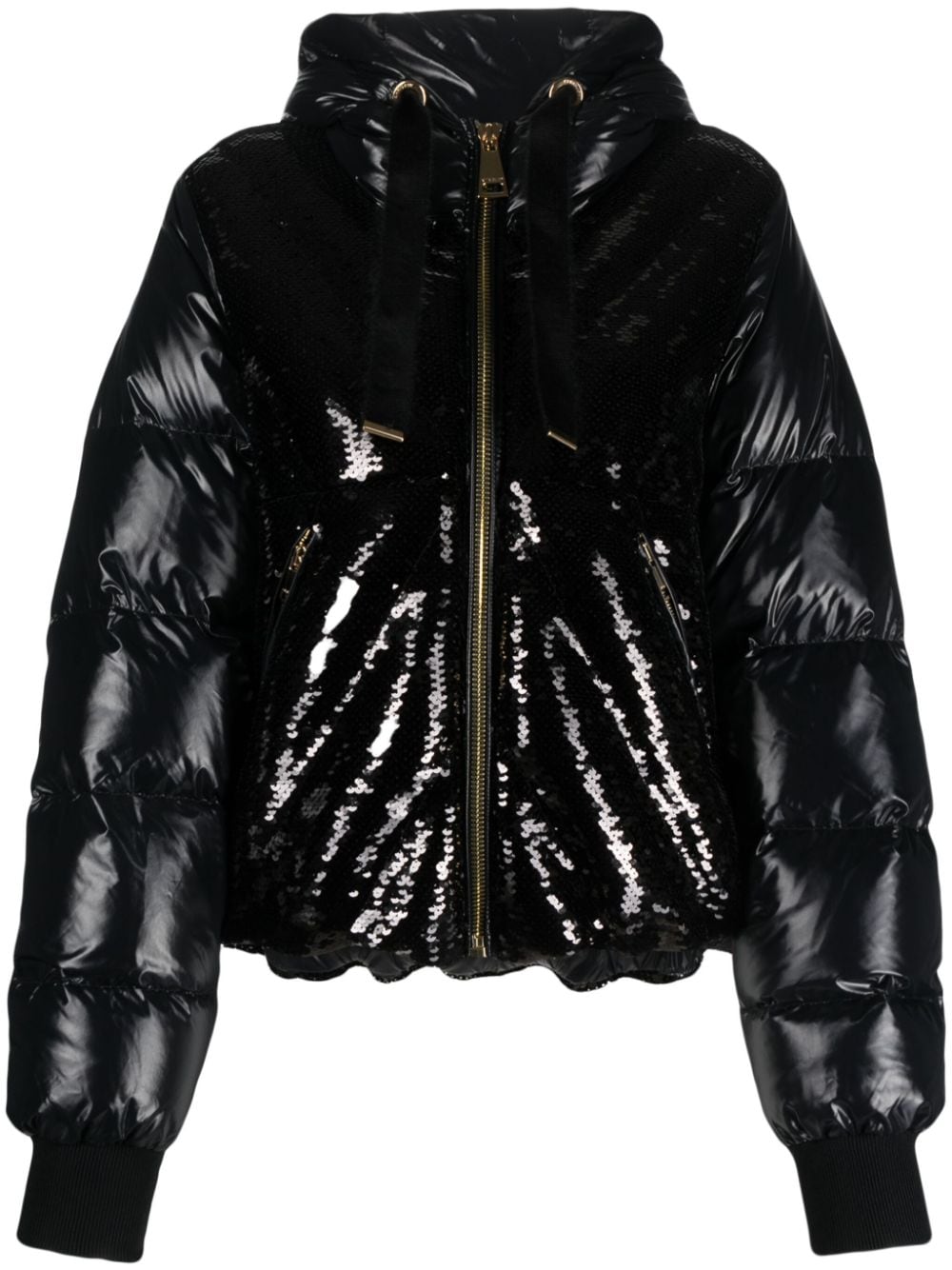 Khrisjoy Puff Glossy Sequins hooded jacket - Black von Khrisjoy