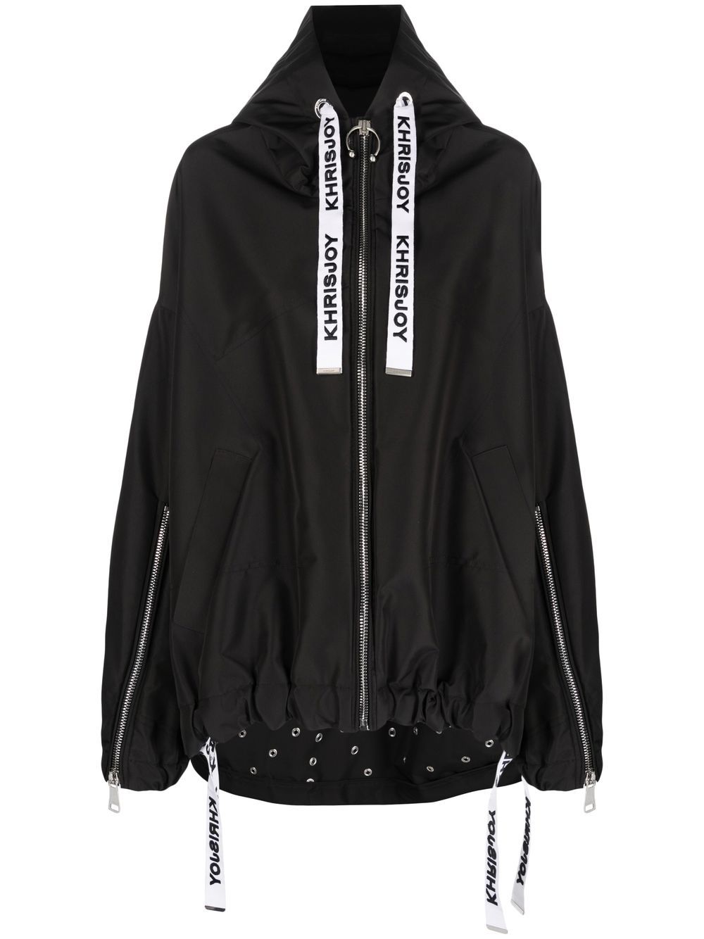 Khrisjoy drawstring hooded zip-up jacket - Black von Khrisjoy