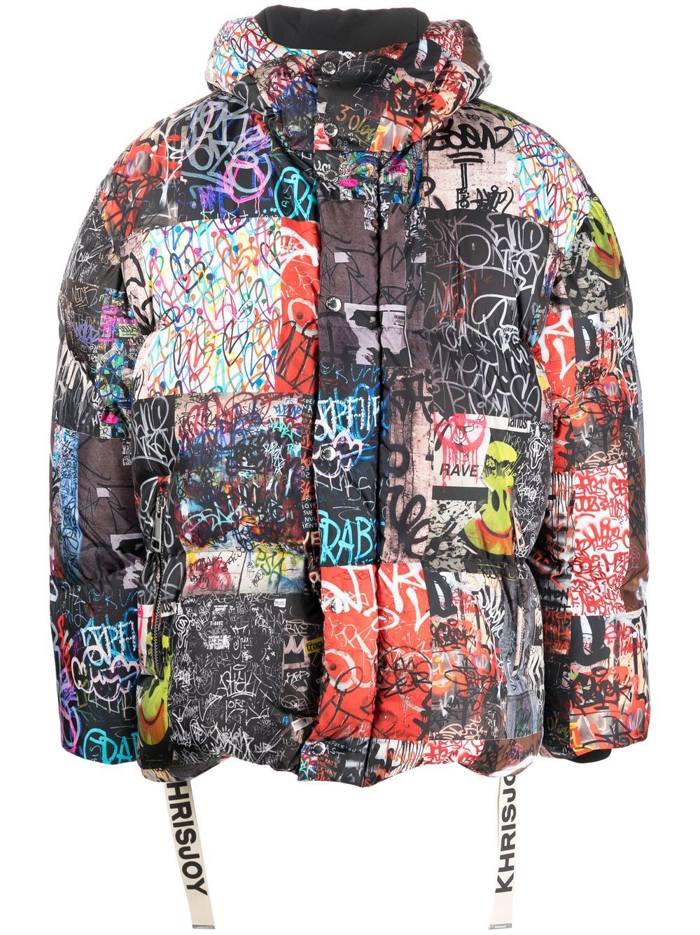 Khrisjoy graffiti-print down puffer jacket - Black von Khrisjoy