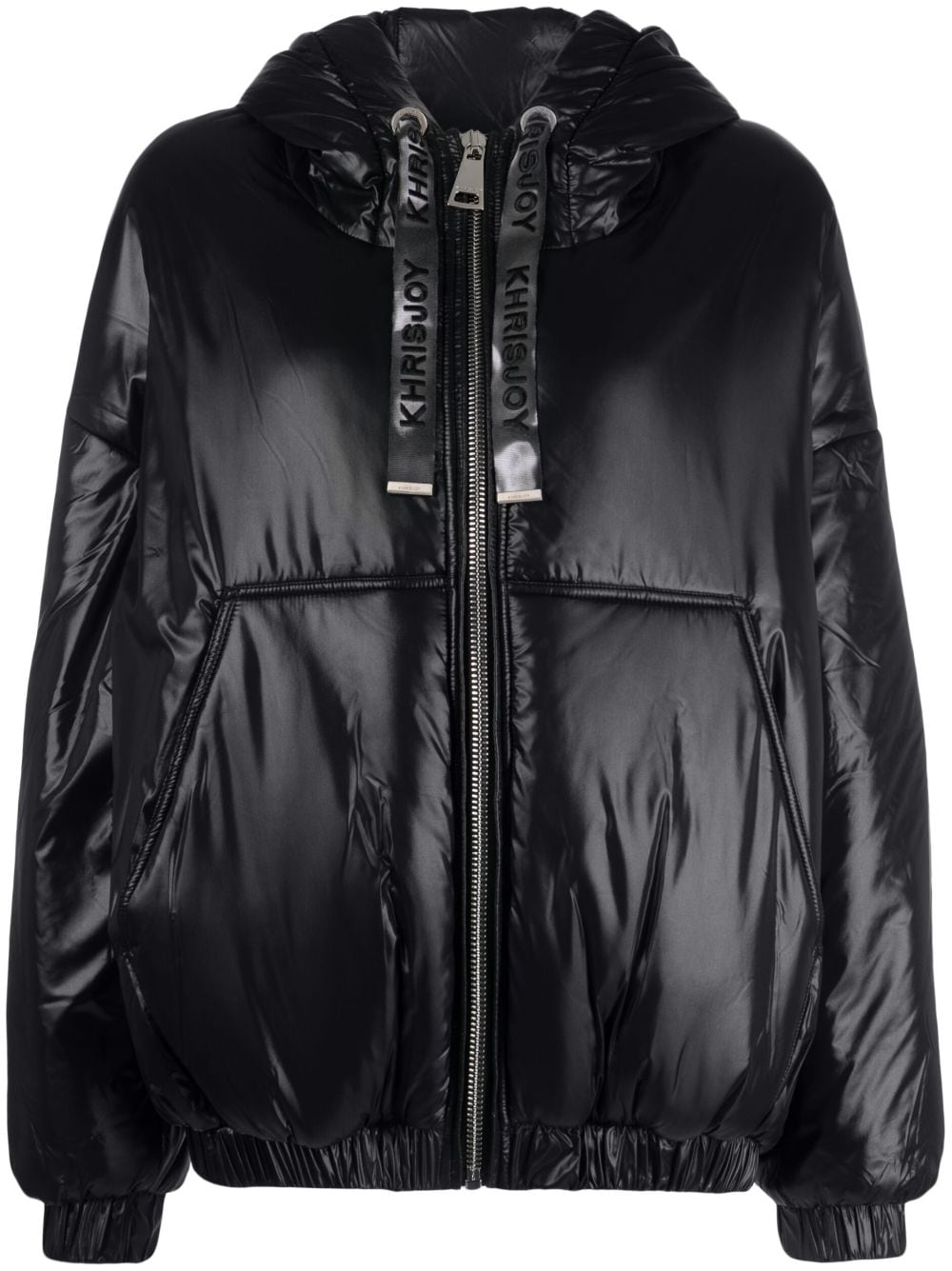 Khrisjoy high-shine hooded jacket - Black von Khrisjoy