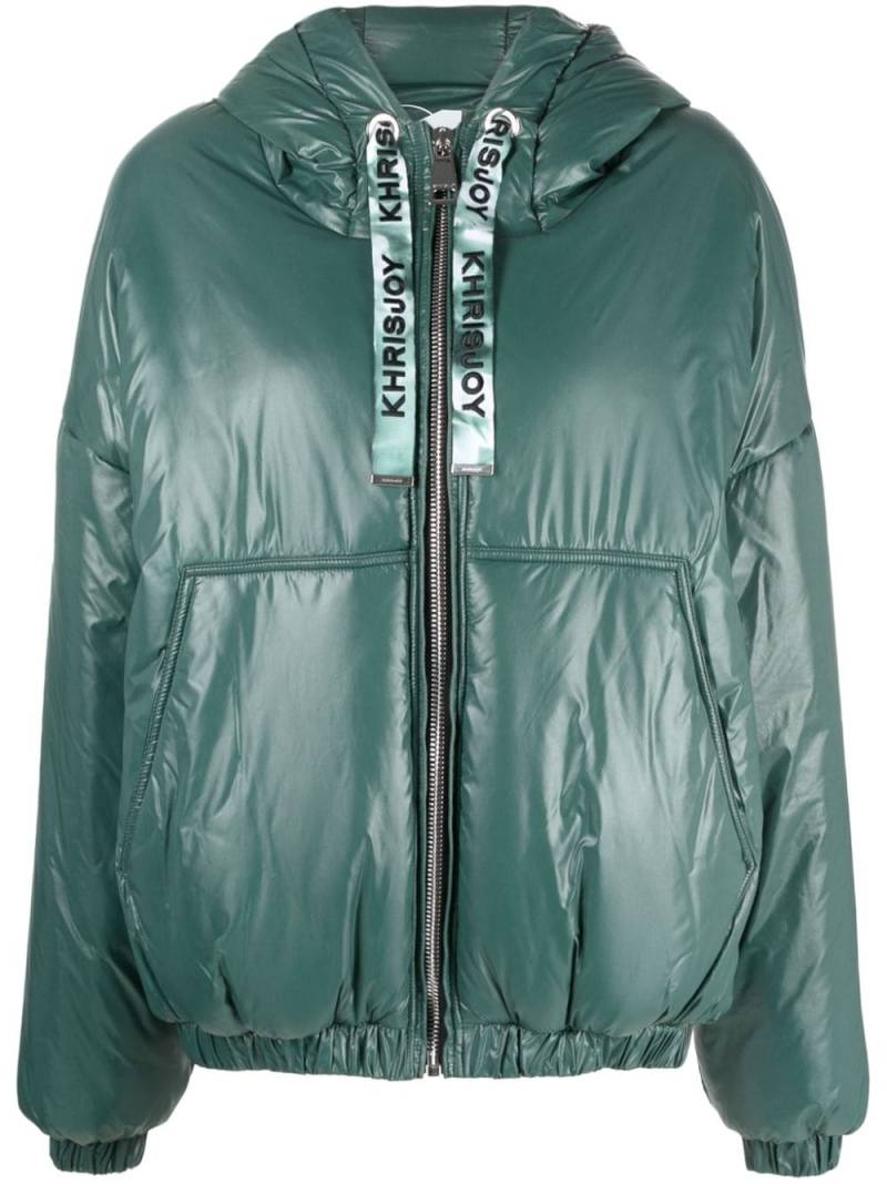 Khrisjoy high-shine hooded jacket - Green von Khrisjoy