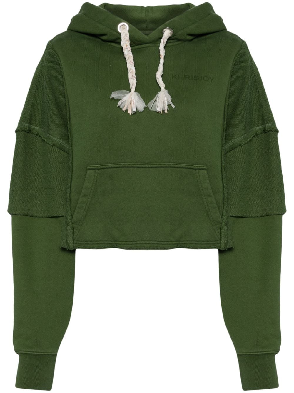 Khrisjoy logo-print cropped hoodie - Green von Khrisjoy