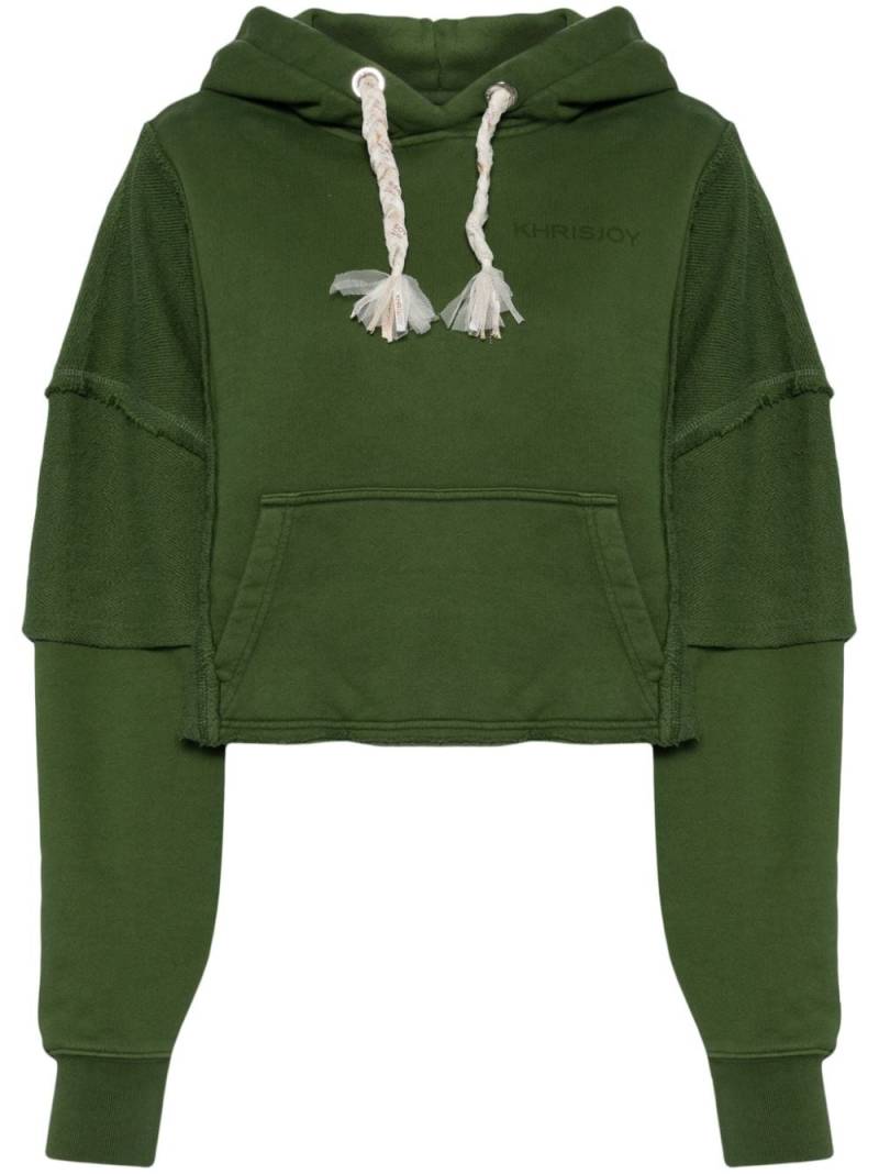 Khrisjoy logo-print cropped hoodie - Green von Khrisjoy