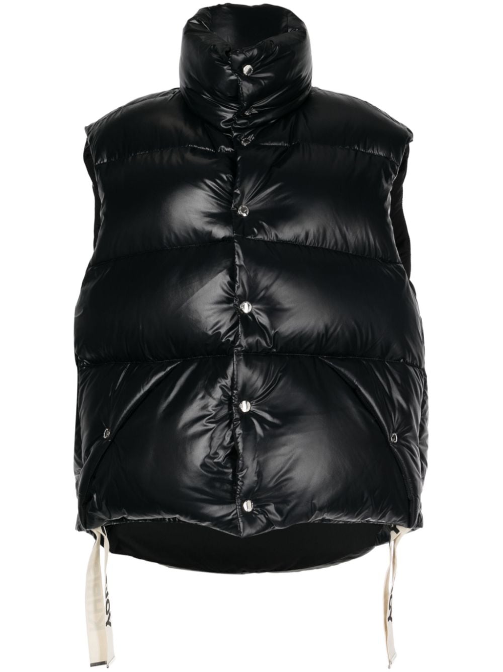 Khrisjoy logo-tape shiny puffer gilet - Black von Khrisjoy