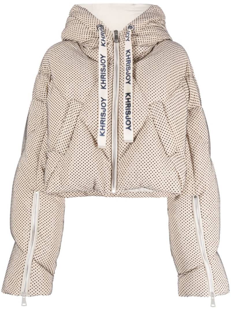 Khrisjoy rhinestone-embellished padded jacket - Neutrals von Khrisjoy