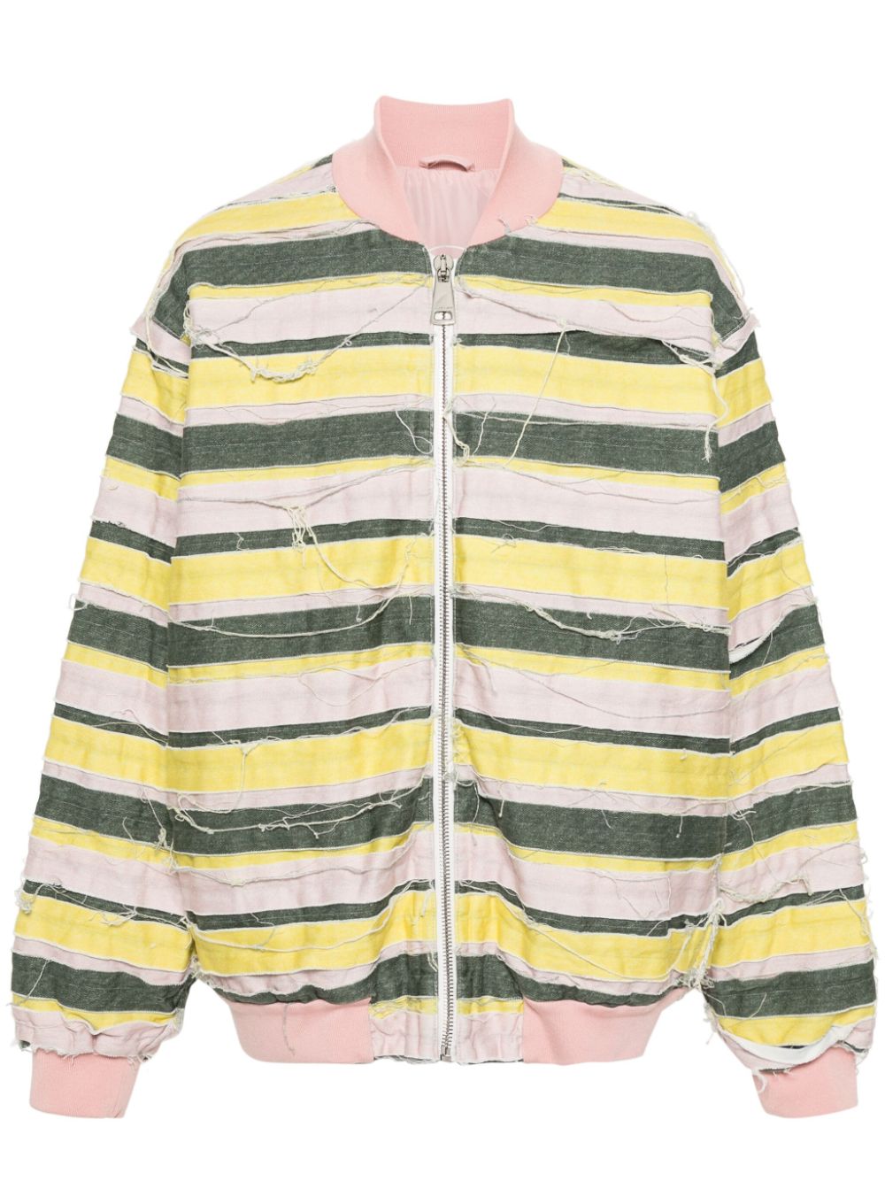 Khrisjoy striped distressed oversize denim jacket - Yellow von Khrisjoy