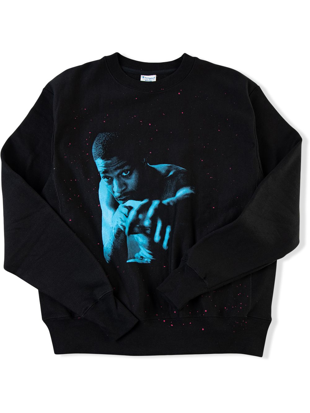 Kid Cudi x Champion Blue Photo "Black" crew neck sweatshirt