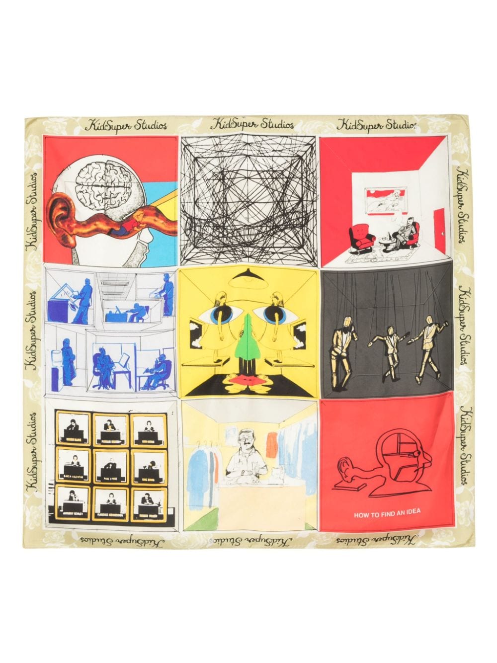 KidSuper How To Find An Idea Story Board-print square silk scarf - Neutrals von KidSuper