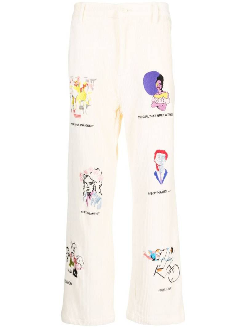 KidSuper Museum embroidered corduroy trousers - Neutrals von KidSuper