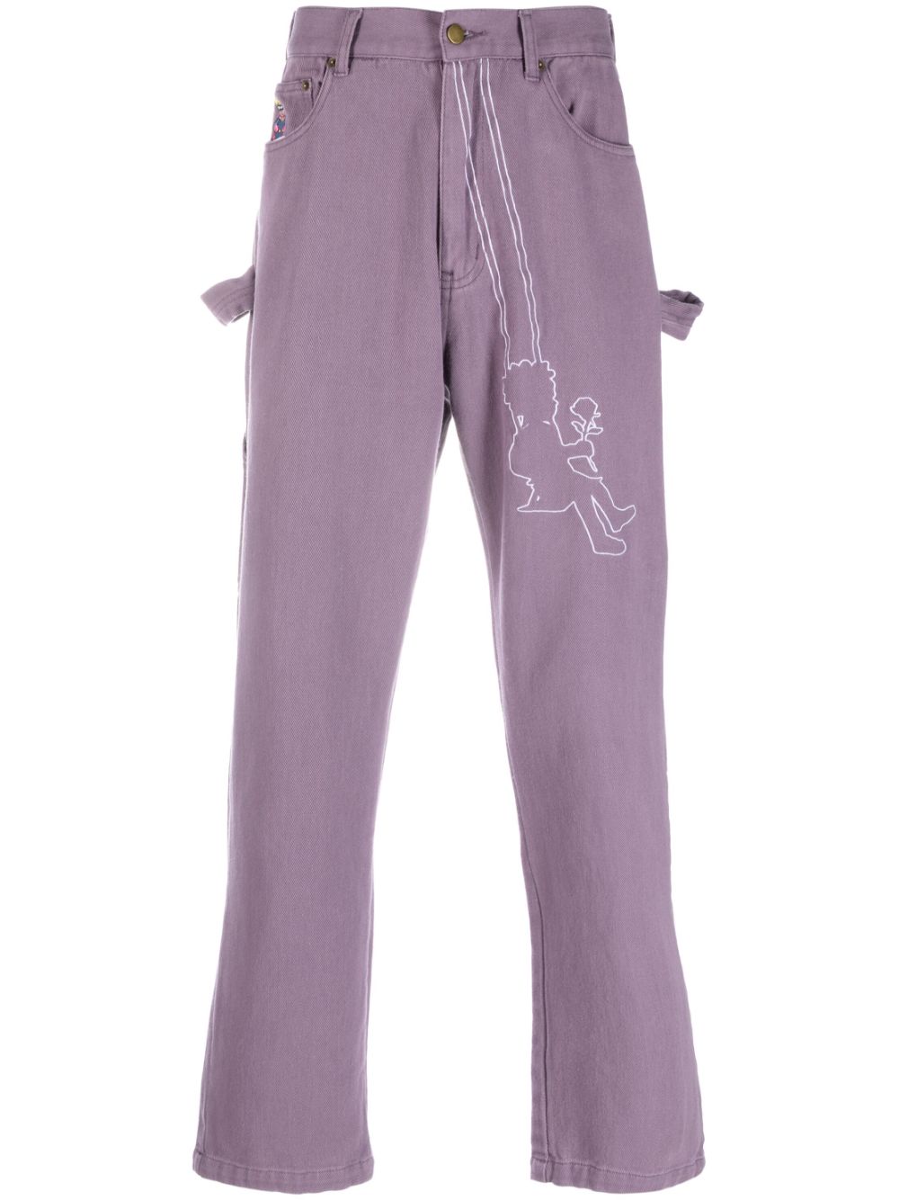 KidSuper Swingset embroidered straight-leg jeans - Purple von KidSuper