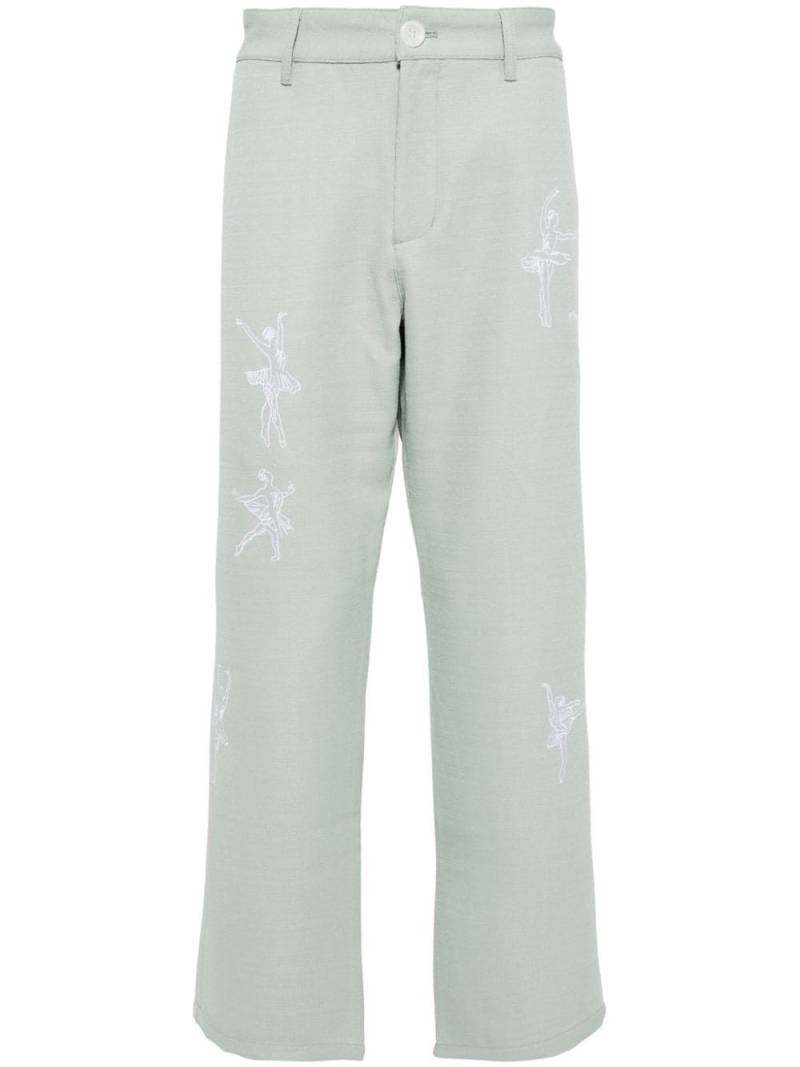 KidSuper embroidered-motif trousers - Green von KidSuper