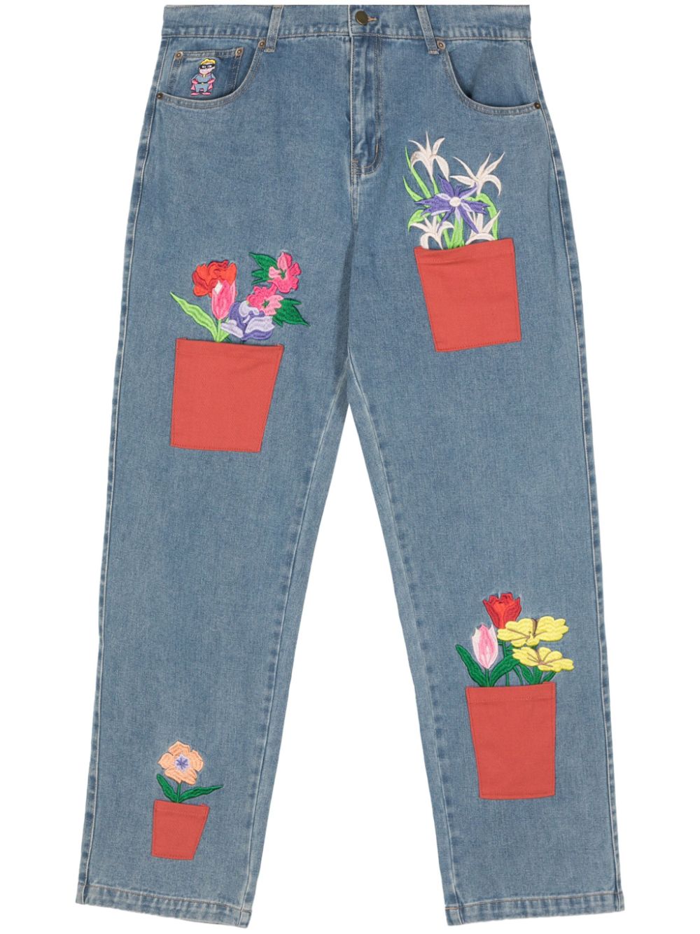 KidSuper flower-pots straight jeans - Blue von KidSuper
