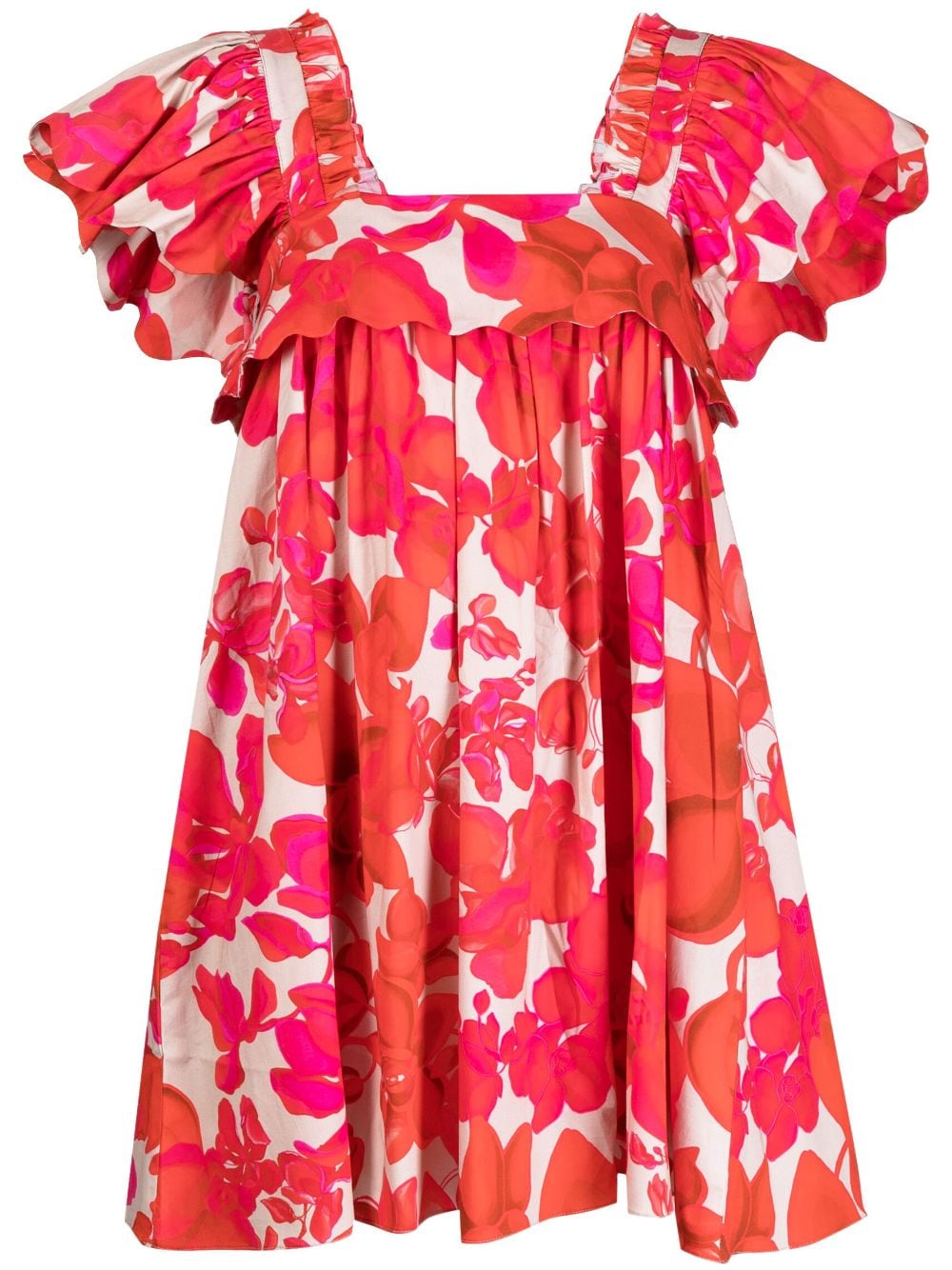 Kika Vargas floral-print ruffled mini dress - Red von Kika Vargas