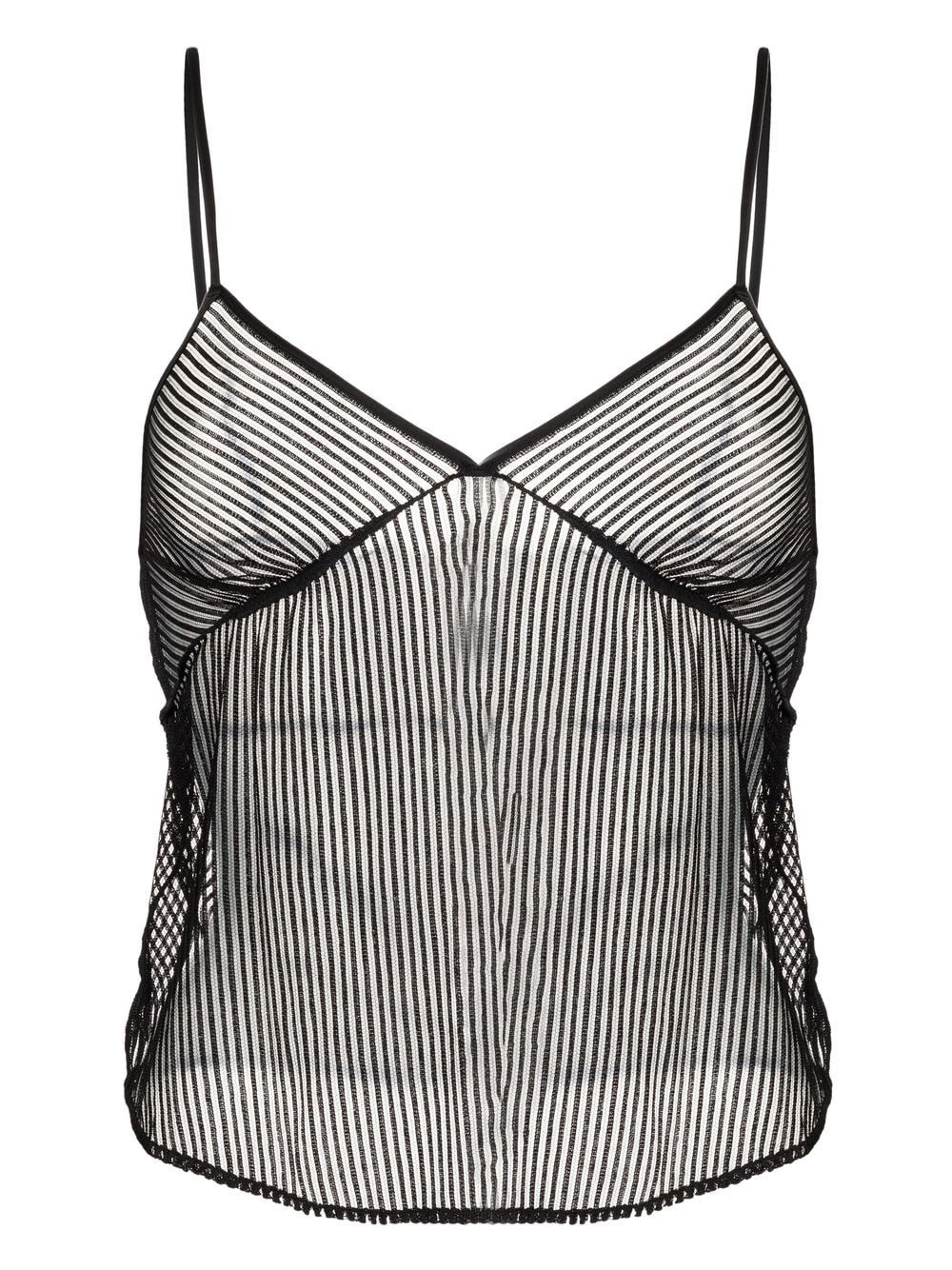 Kiki de Montparnasse Striped Lace cami top - Black von Kiki de Montparnasse