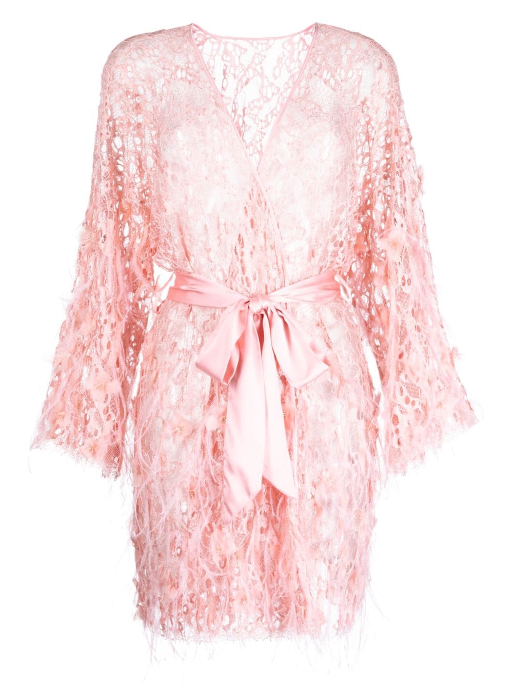 Kiki de Montparnasse floral-appliqué lace robe - Pink von Kiki de Montparnasse