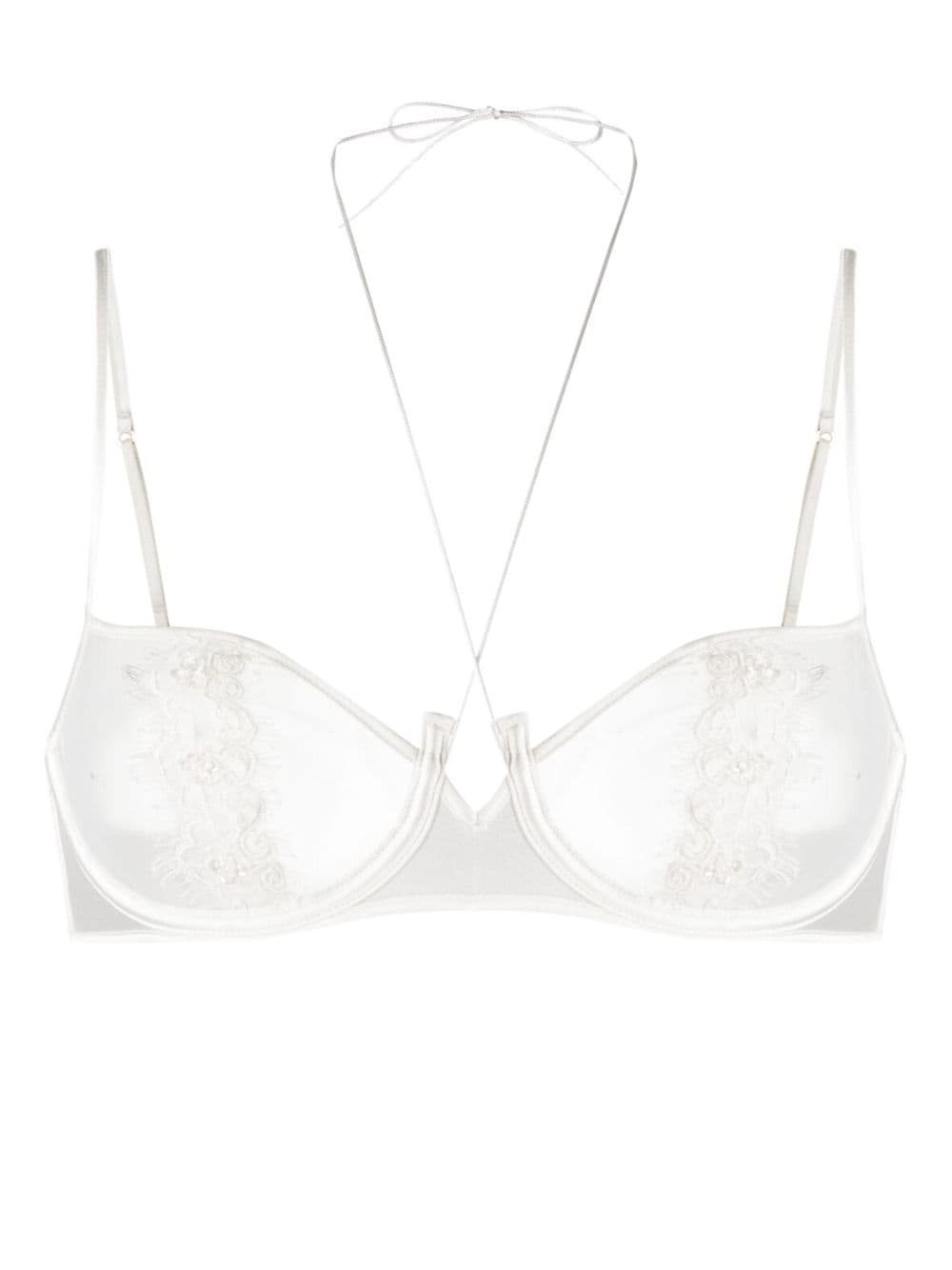 Kiki de Montparnasse halterneck silk balconette bra - White von Kiki de Montparnasse