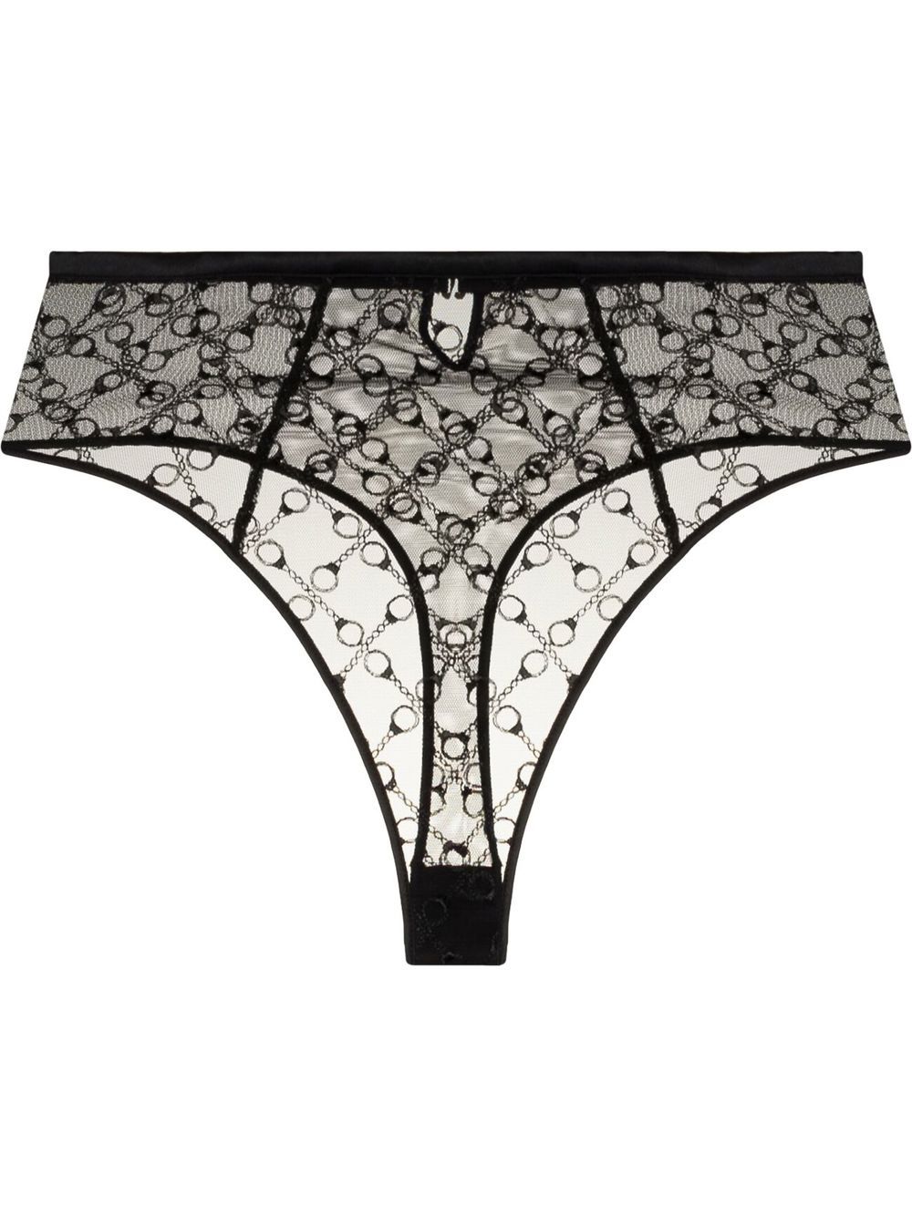 Kiki de Montparnasse high-waisted embroidered thong - Black von Kiki de Montparnasse