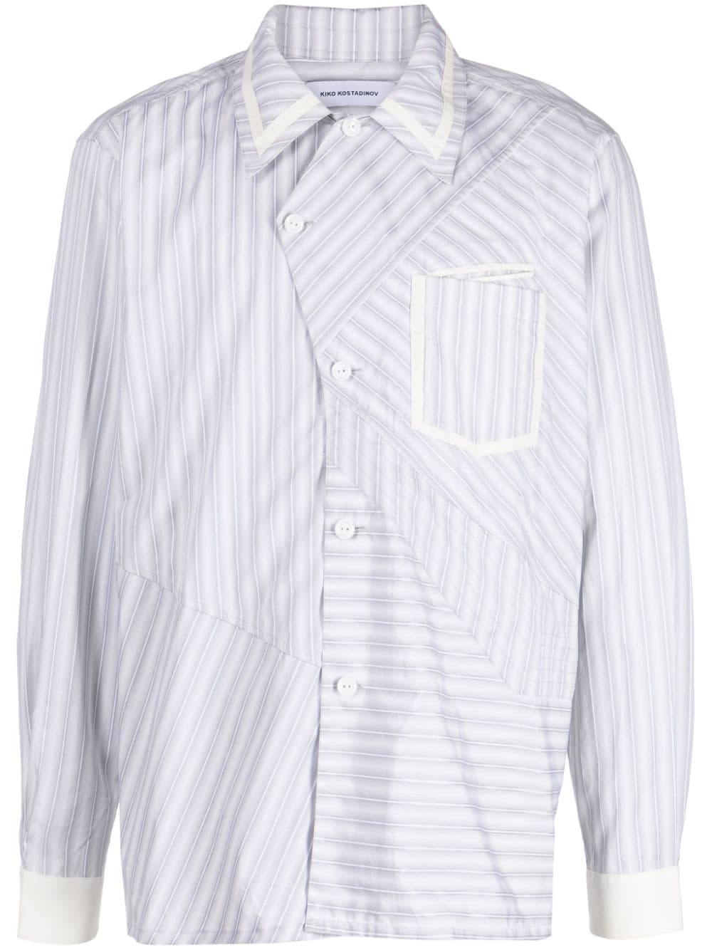 Kiko Kostadinov Aspasia striped asymmetric shirt - LIGHT GREY STRIPES / ECRU von Kiko Kostadinov