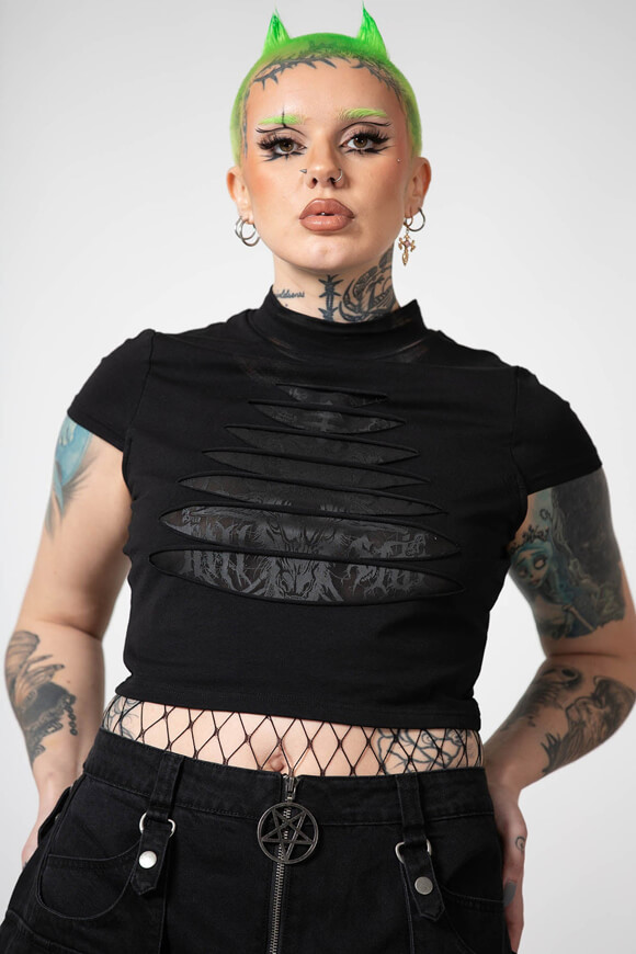 Killstar Crop T-Shirt | Schwarz | Damen  | L von Killstar