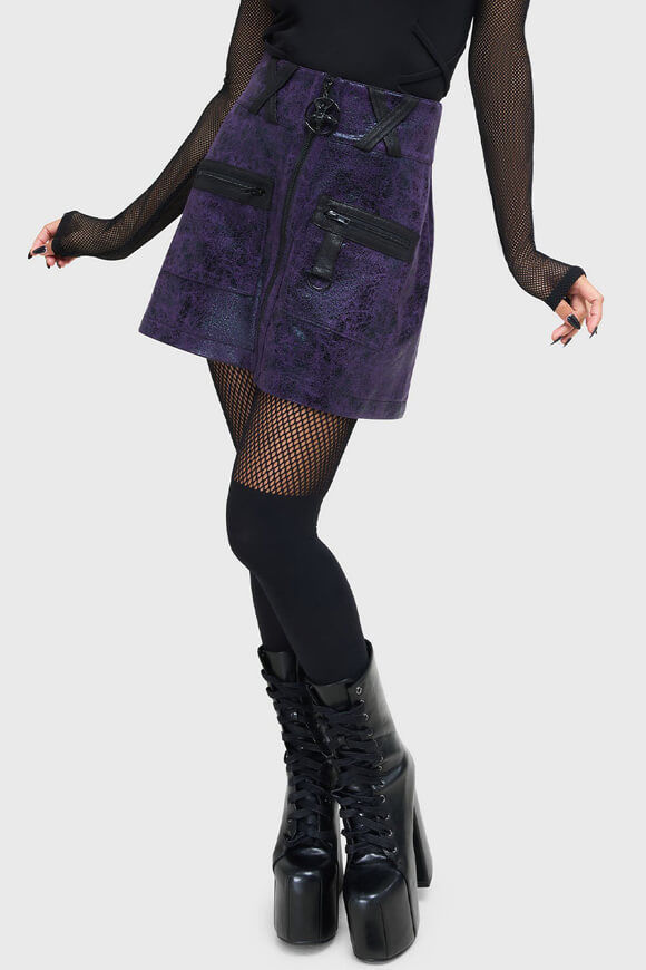 Killstar Nephralia Minirock mit Cracklemuster | Purple + Black | Damen  | L von Killstar