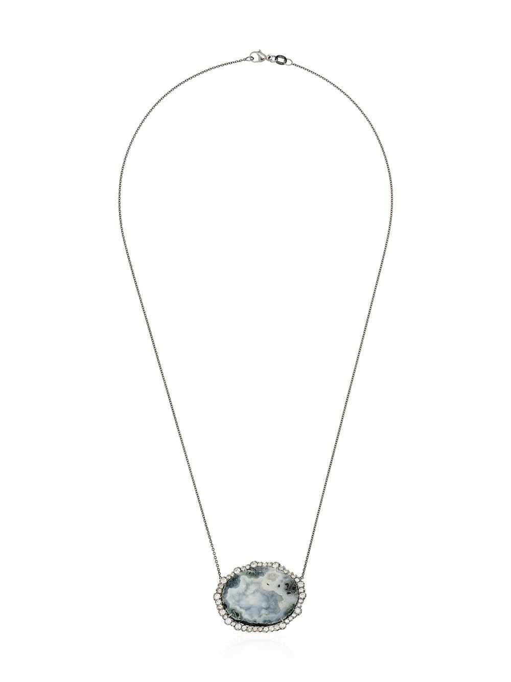 Kimberly McDonald 18kt white gold diamond framed geode necklace - Silver von Kimberly McDonald