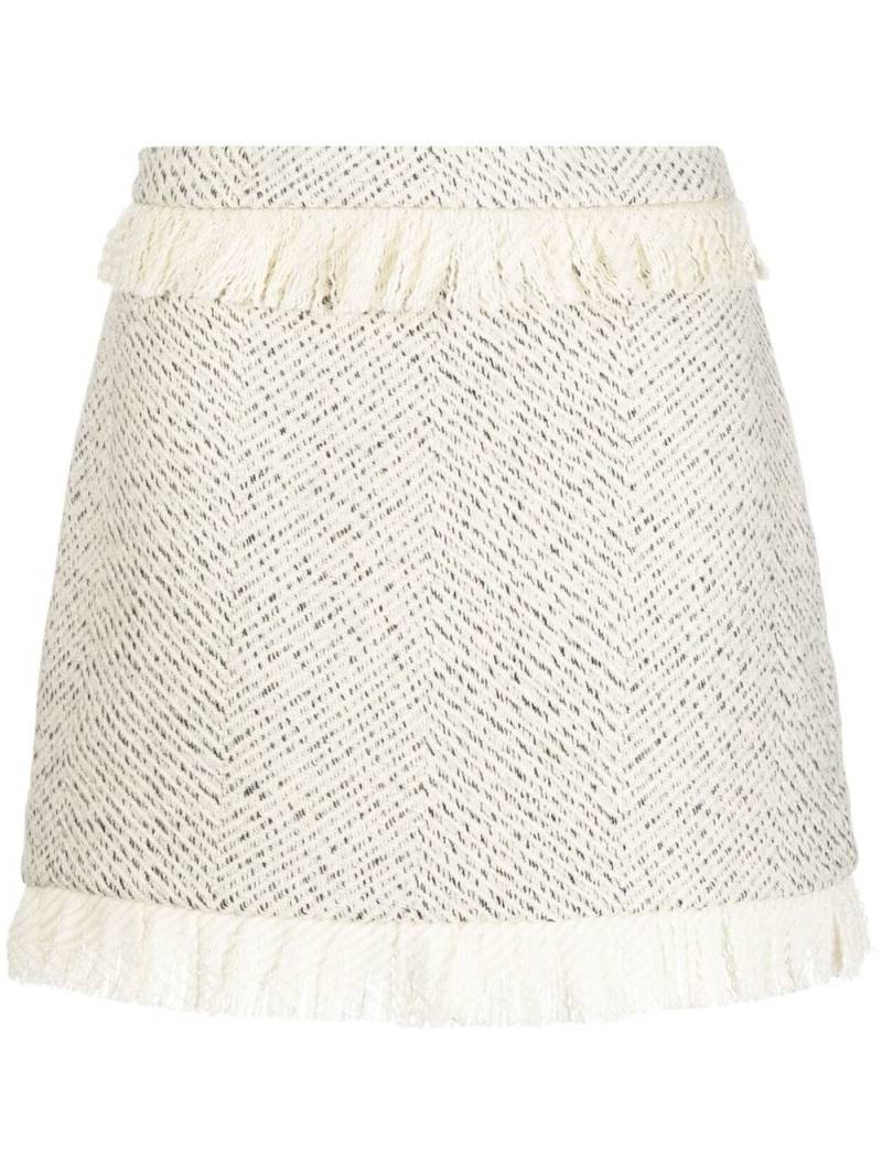 Kimhekim fringe-detail tweed mini skirt - Neutrals von Kimhekim