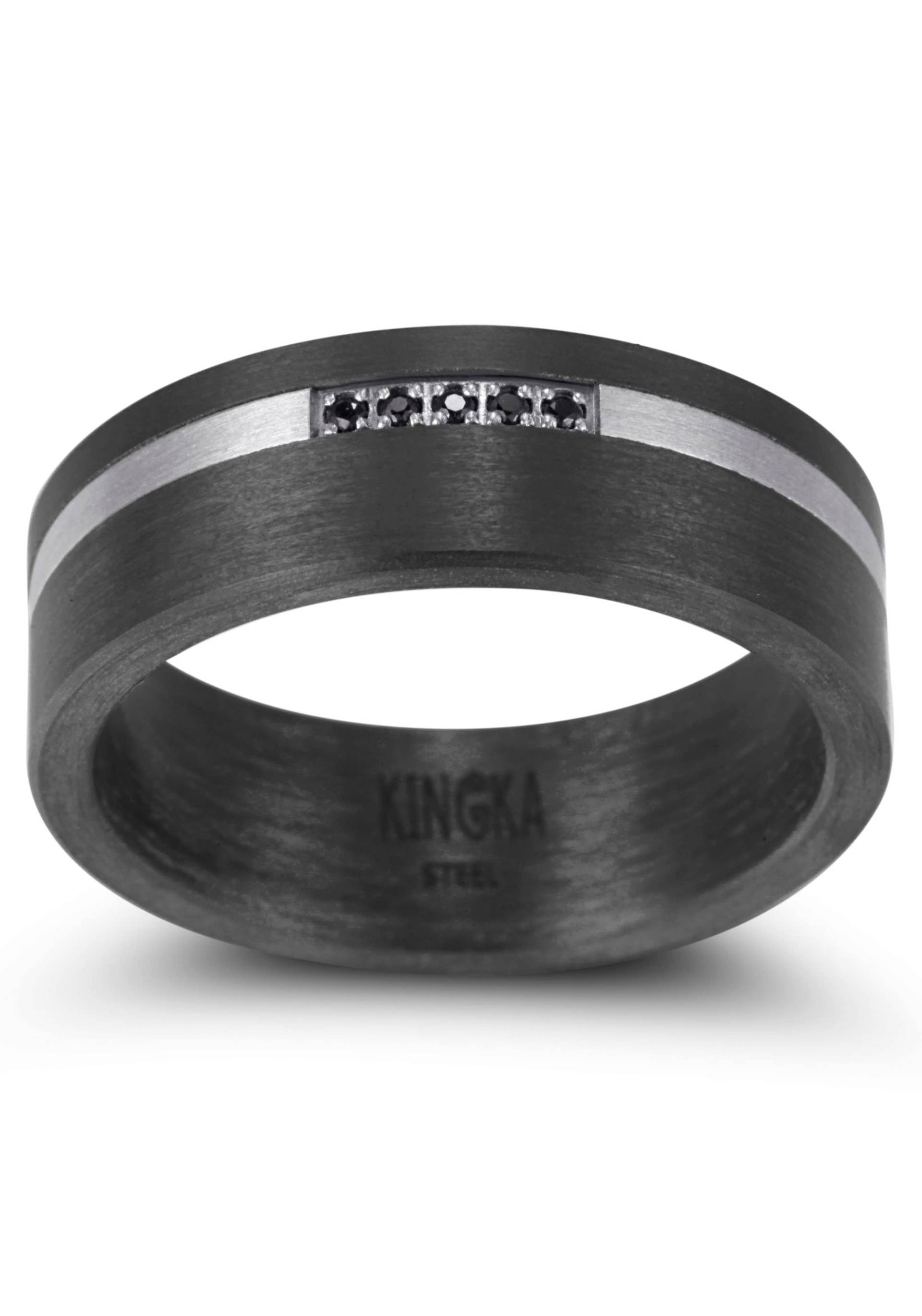 Kingka Partnerring »Carbon, CR022BKS2,3,4,5,6,7,8,9,10«, mit Zirkonia (synth.) von Kingka