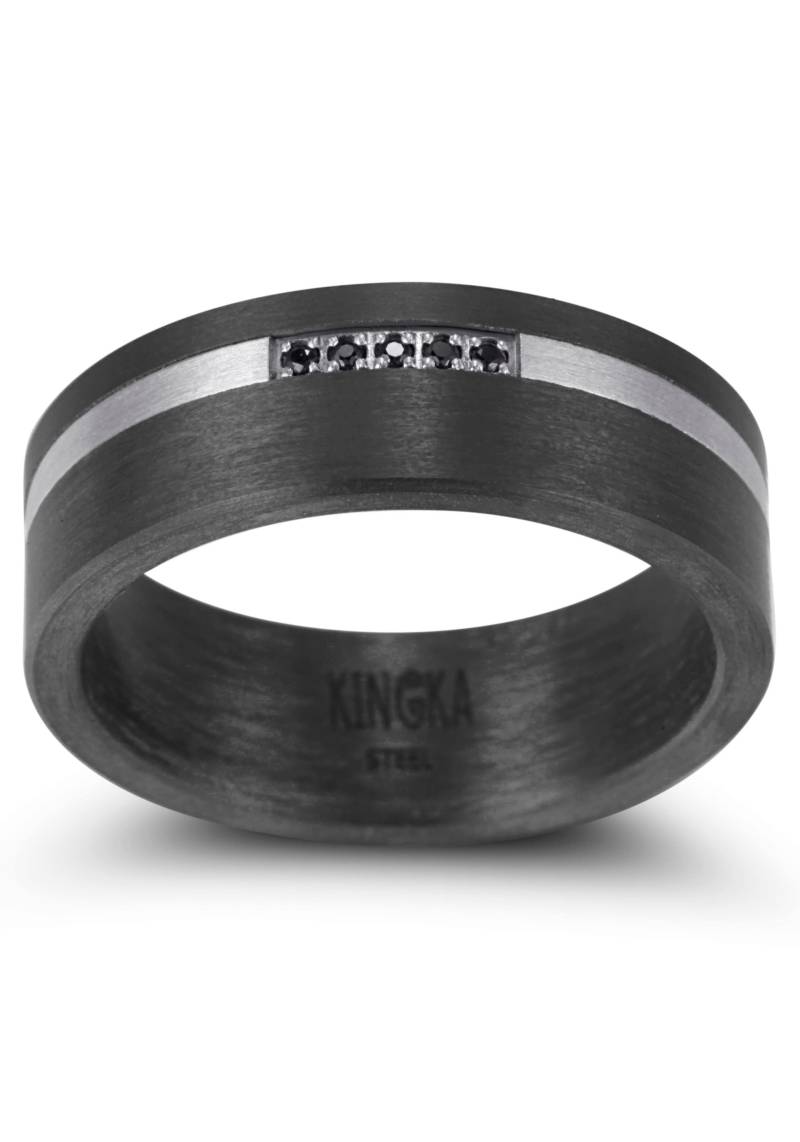 Kingka Partnerring »Carbon, CR022BKS2,3,4,5,6,7,8,9,10«, mit Zirkonia (synth.) von Kingka