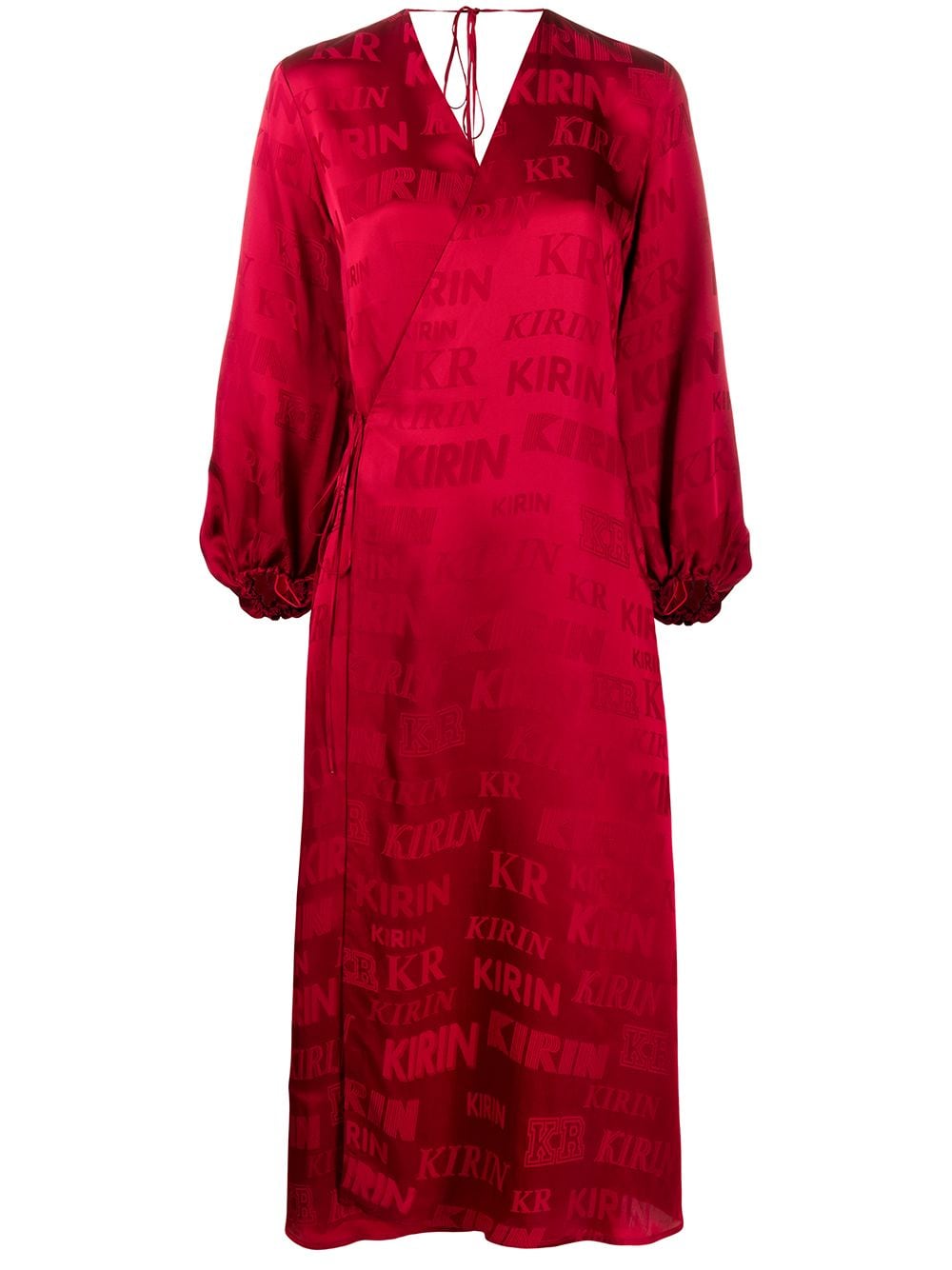 Kirin logo-print satin wrap dress - Red von Kirin