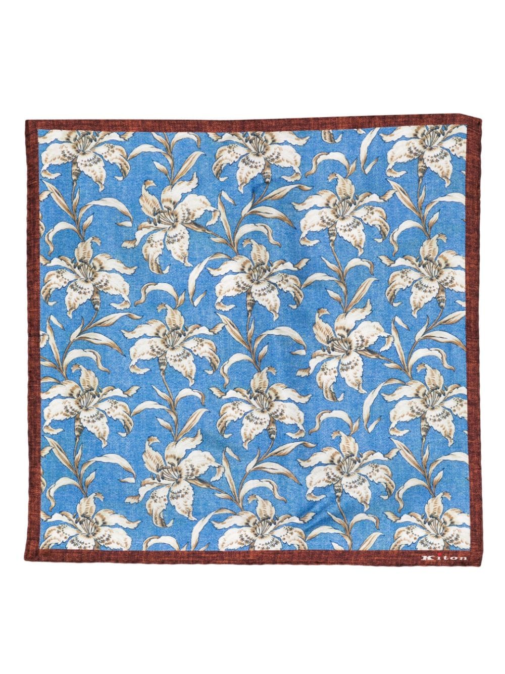 Kiton all-over print silk scarf - Blue von Kiton