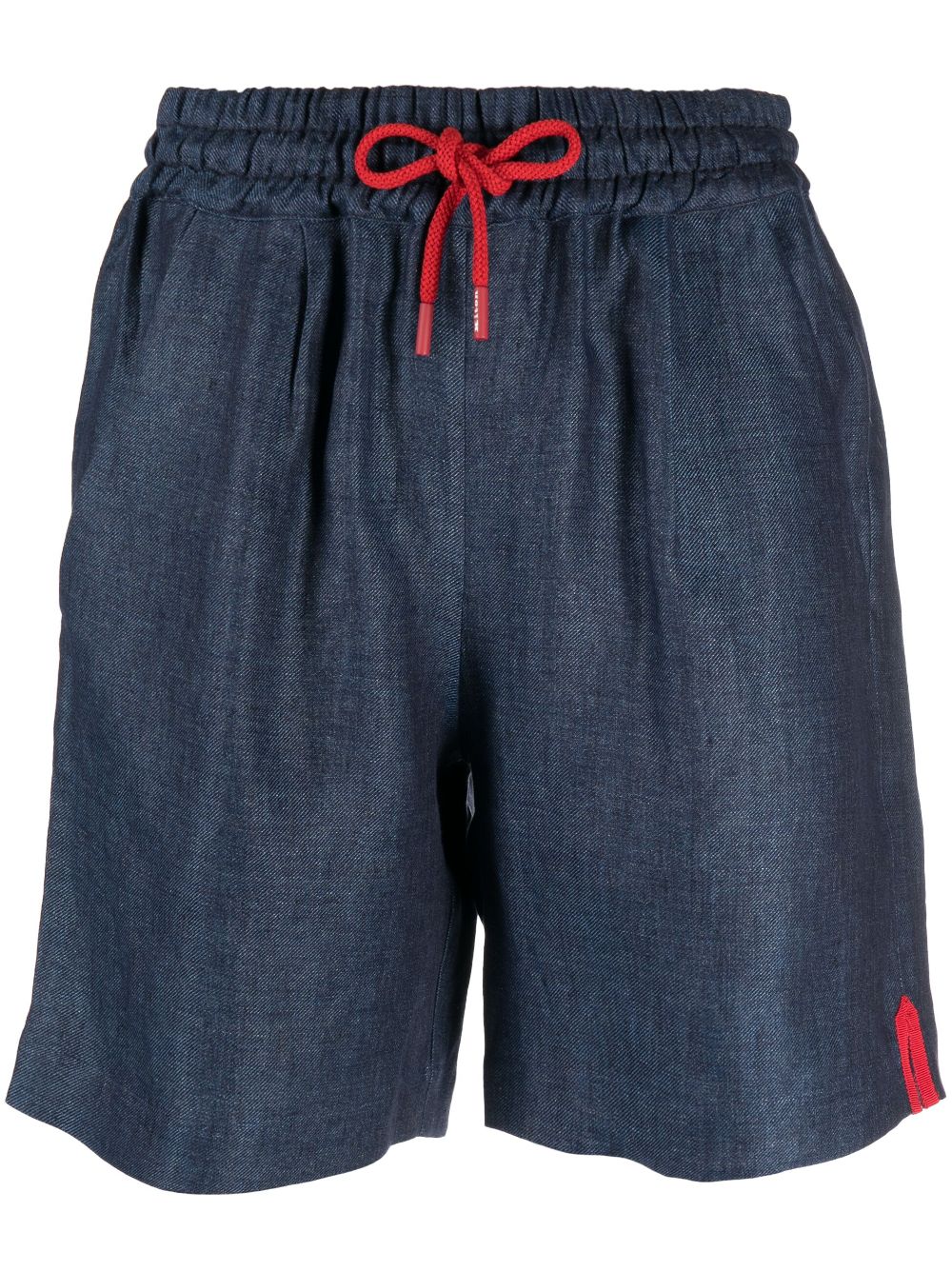 Kiton contrasting drawstring-fastening linen shorts - Blue von Kiton