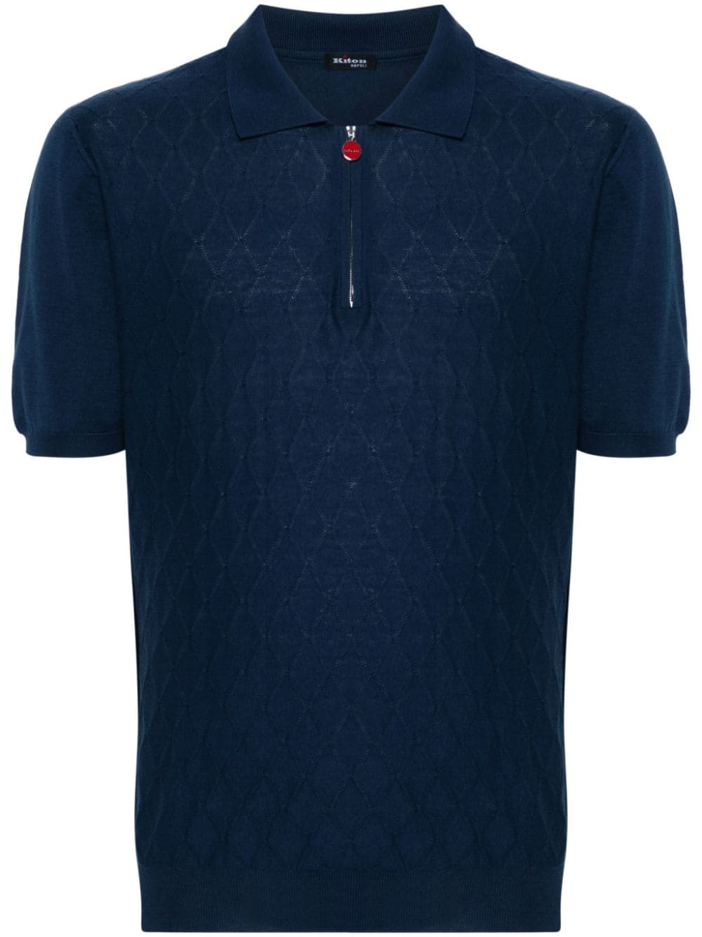 Kiton diamond-pattern cotton polo shirt - Blue von Kiton